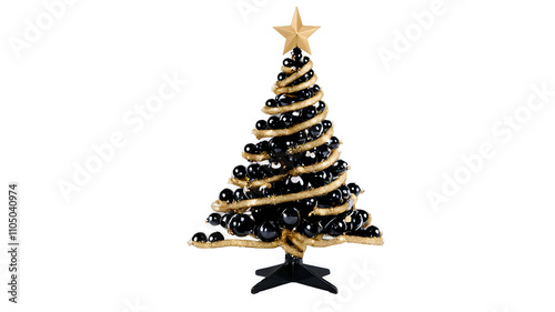 Black Christmas Tree with Gold Ornaments  
 photo