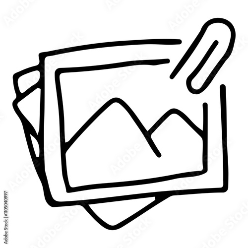 Doodle icon of photo pin clip