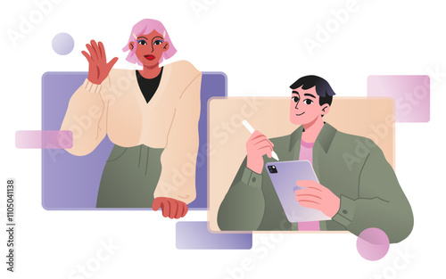 Greetings in online business meeting