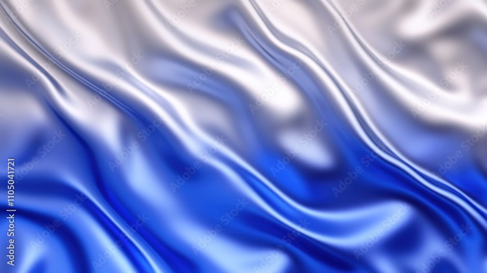 Abstract Blue and White Draped Silk Fabric