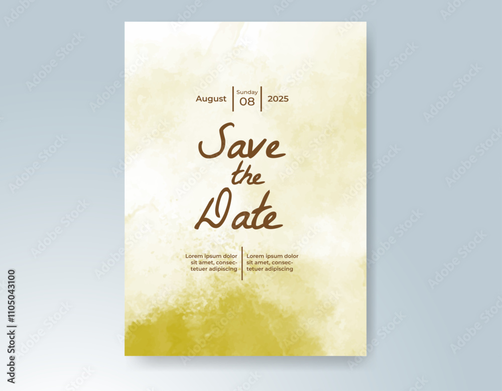 Wedding card invitation template with hand painted watercolor splash Wedding card invitation template with hand painted watercolor splash