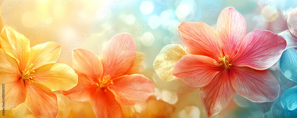 Floral Delight, Pastel Blossoms in Soft, Dreamy Light Floral Delight, Pastel Blossoms in Soft, Dreamy Light