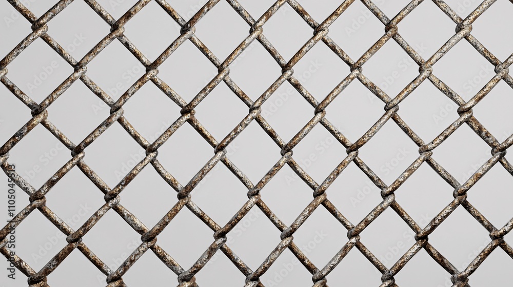 37.A view of a chain-link fence, with the interlocking metal wires creating a uniform grid pattern, the fence stretching into the distance with slight variations in the tension of the wire adding 37.A view of a chain-link fence, with the interlocking metal wires creating a uniform grid pattern, the fence stretching into the distance with slight variations in the tension of the wire adding