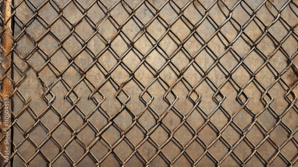 37.A view of a chain-link fence, with the interlocking metal wires creating a uniform grid pattern, the fence stretching into the distance with slight variations in the tension of the wire adding 37.A view of a chain-link fence, with the interlocking metal wires creating a uniform grid pattern, the fence stretching into the distance with slight variations in the tension of the wire adding