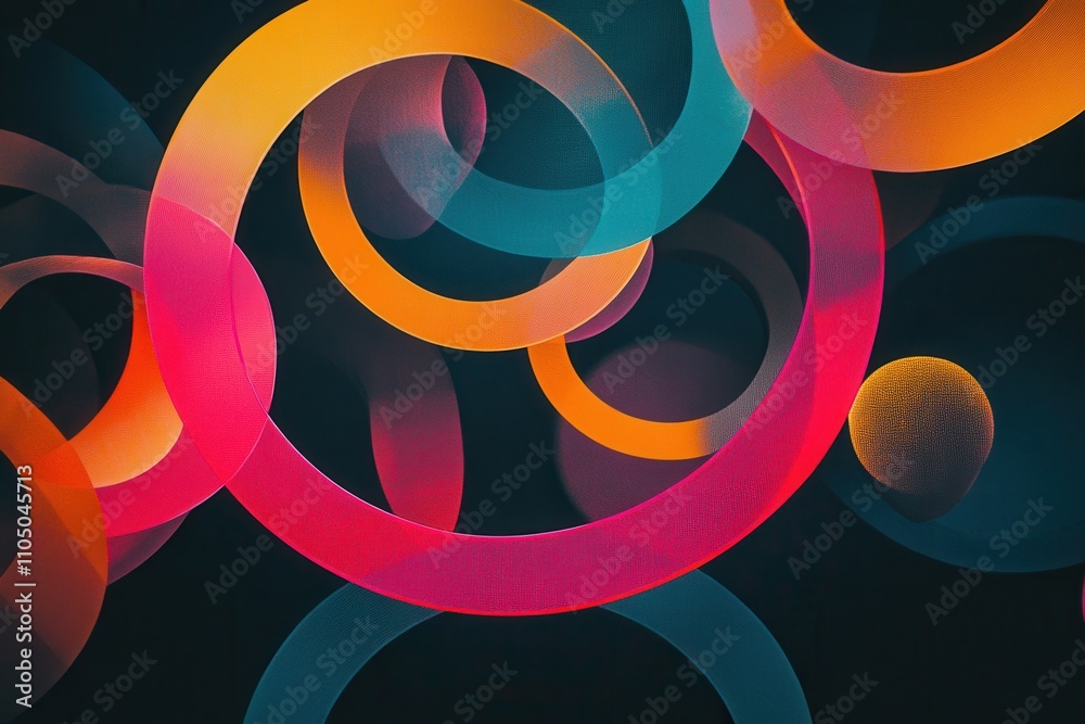 Vivid circles spinning energetically on a dark background Vivid circles spinning energetically on a dark background