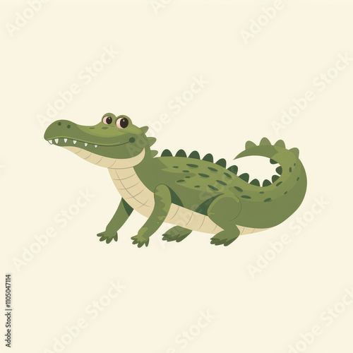 Crocodile isolated on white background. Flat cartoon illustration