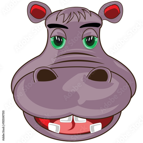 Mug animal hippopotamus on white background is insulated
