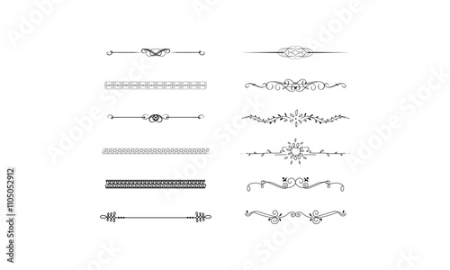 Decoration lines stroke brush smooth curve straight borders swirly decorative vector Lines V25