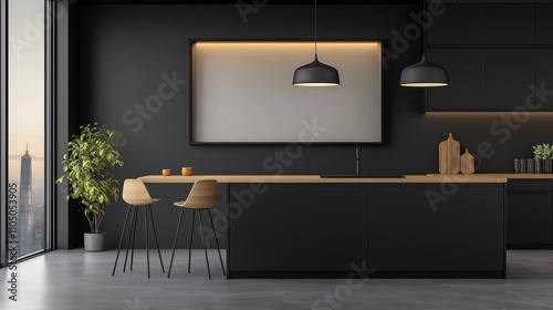 Minimalist modern kitchen design in black