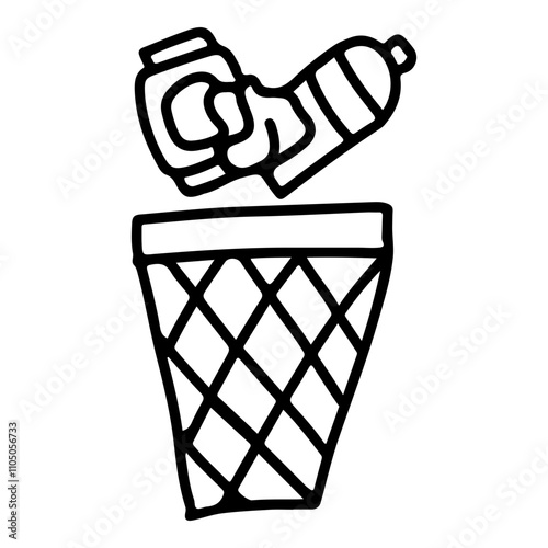 Doodle Icon of Plastic or non-organic waste bin