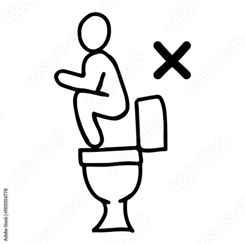 Doodle Icon of Squatting on the toilet is prohibited