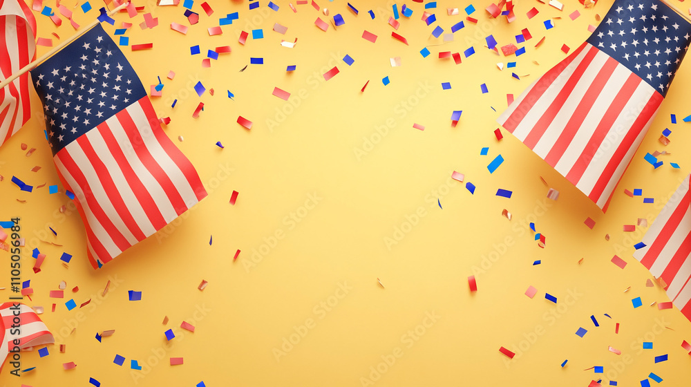 Obraz premium American Flag Independence Day th of July Patriotic Celebration Confetti Background