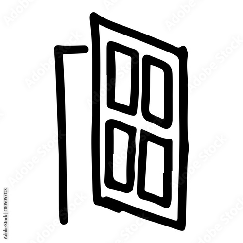 Doodle Icon of Open Door