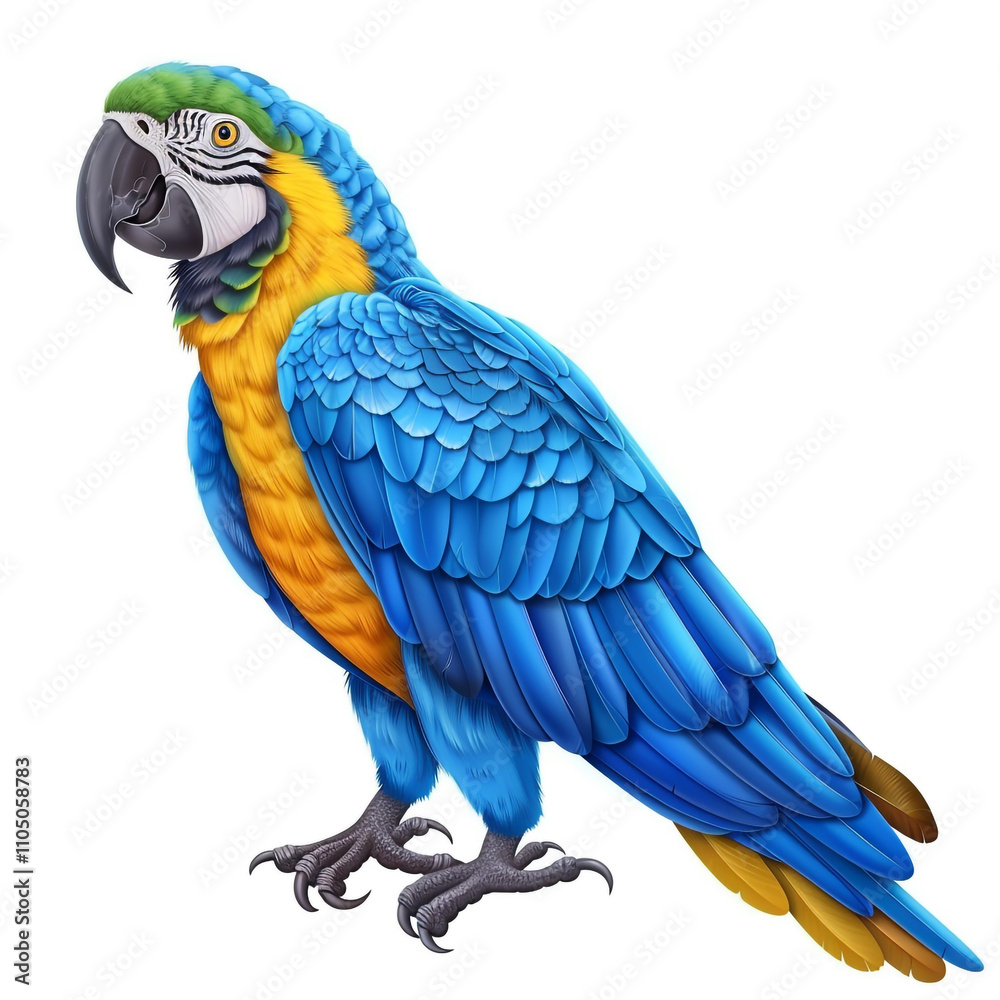 Fototapeta premium Colorful Blue Macaw Parrot Full-body Photo