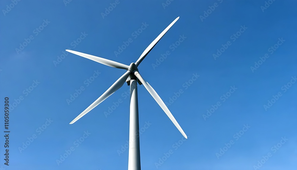 Rotating Windmill Against Clear Blue Sky, Embracing Clean Energy Power Rotating Windmill Against Clear Blue Sky, Embracing Clean Energy Power