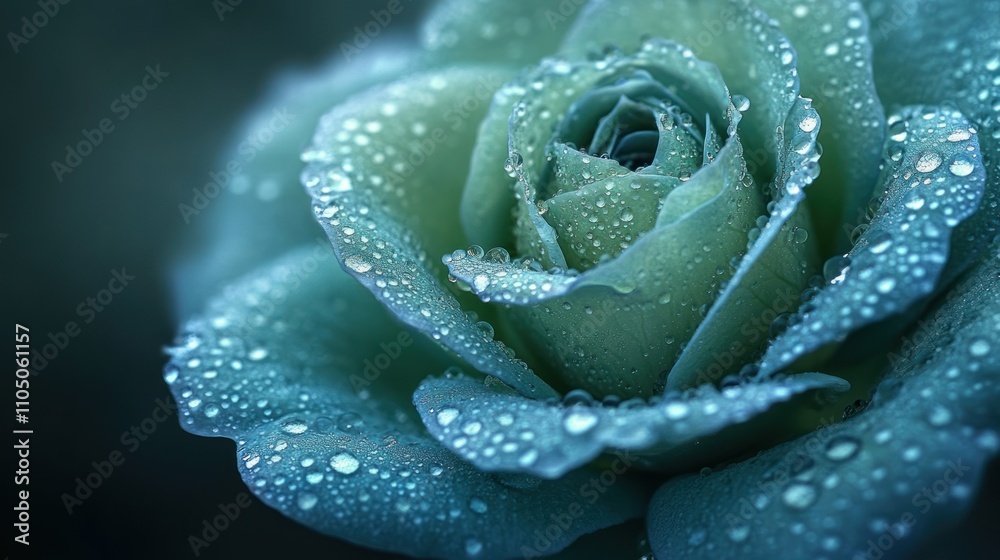 Close-up of a Blue Rose with Dew Drops Close-up of a Blue Rose with Dew Drops