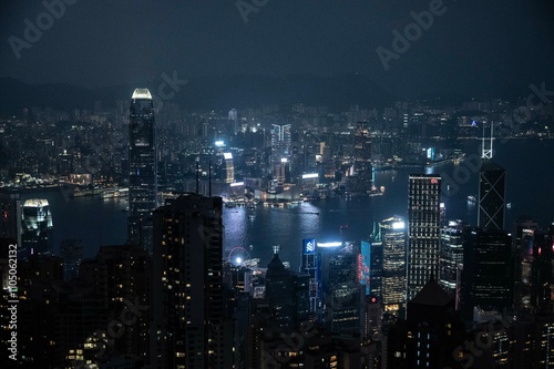 Wallpaper Mural Hong Kong, Hong Kong, China - 11.17.2024 - night view over Hong Kong harbour from the Peak Torontodigital.ca