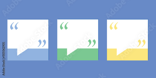 Speech Bubble Quote Template Set. Blank Speech Bubble Frame with Quotation Marks and Copy Space for Quotes.