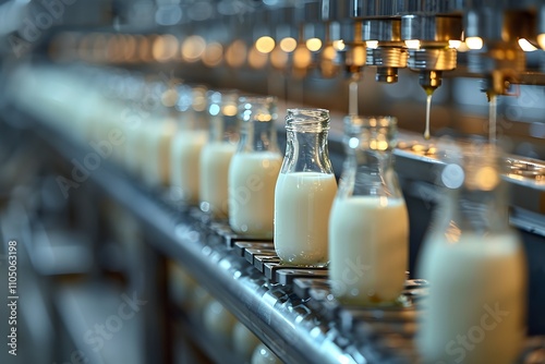 Automated Milk Bottling Line in a Dairy Production Facility photo