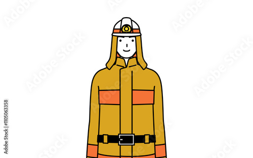 Firefighter in fire uniform with a smile facing forward