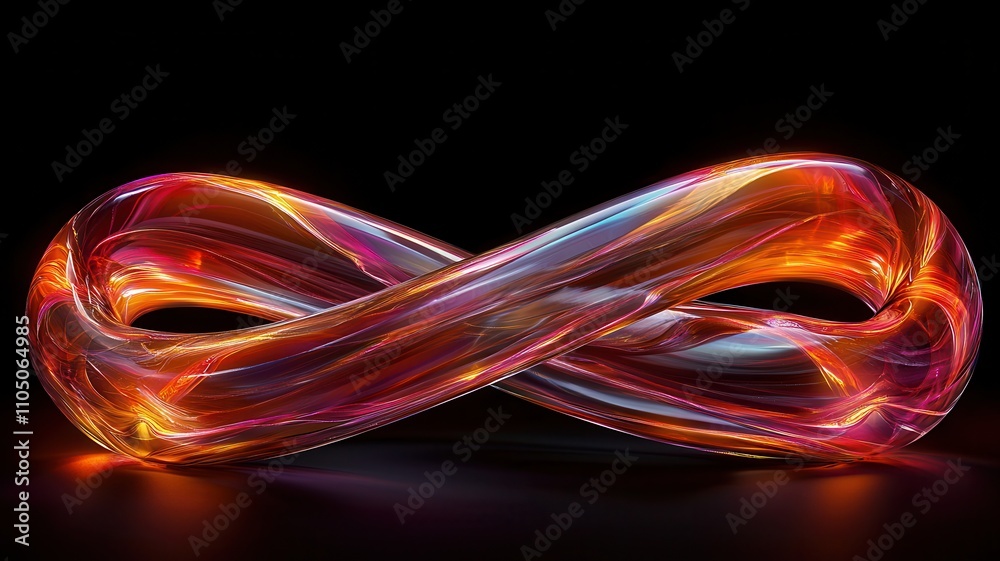 Stereoscopic Depth Illusion Concept. Abstract infinity design with glowing colors Stereoscopic Depth Illusion Concept. Abstract infinity design with glowing colors