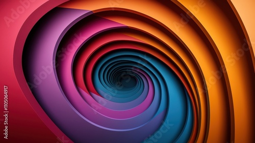 Stereoscopic Depth Illusion Concept. Colorful spiral pattern design
