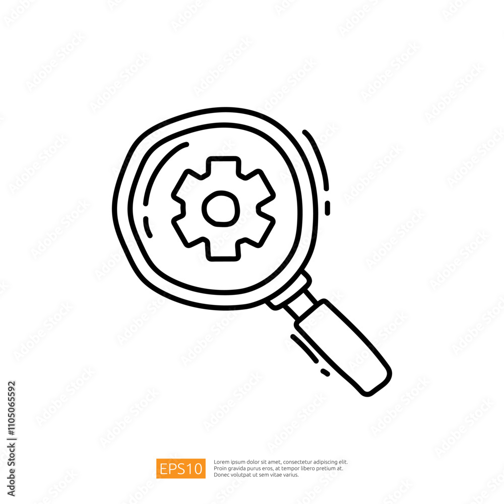A magnifying glass focusing on a gear, symbolizing analysis and mechanical processes. A magnifying glass focusing on a gear, symbolizing analysis and mechanical processes.