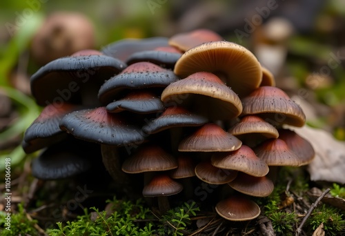 These mushrooms have been painted with a sunset