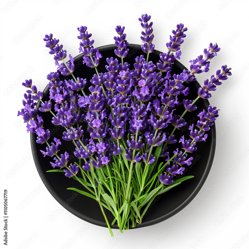 Fototapeta premium Top View of a Bowl of Fresh Lavender Flowers