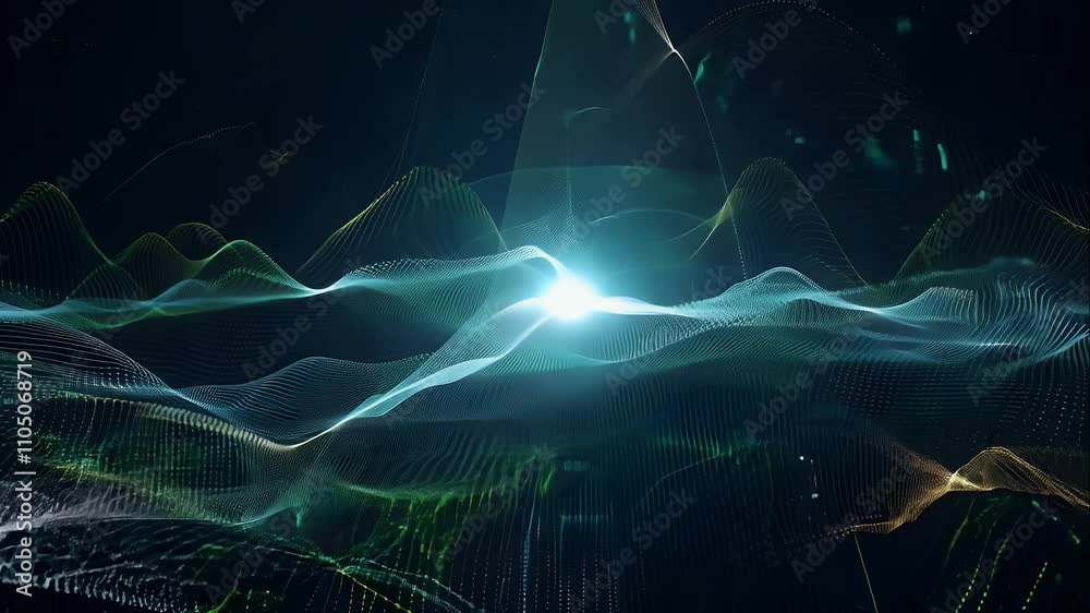 Abstract visualization of AI activation, with swirling data patterns and matrix-like code lighting up a dark background