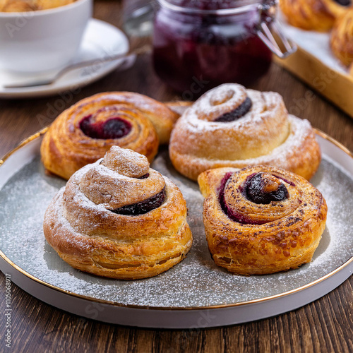 Traditional Romanian Pastries Filled with Sweet Plum Jam photo