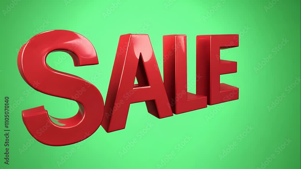 Soft slow-motion shot of red 'For Sale' letters in the studio green screen