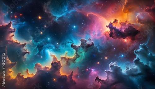 Cosmic journey colorful nebulae in space digital art galaxy vibrant viewpoint universe exploration