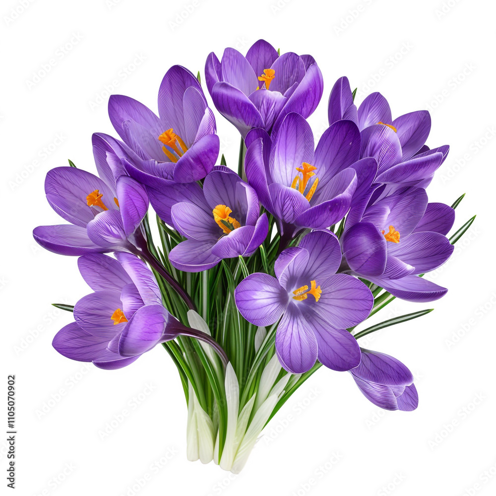 Obraz premium Top View of a Bunch of Purple Crocus Flowers