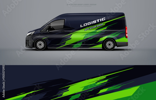 Sporty racing big van wrap car wrap livery design foe universal medium van vector eps ready print printable file.
