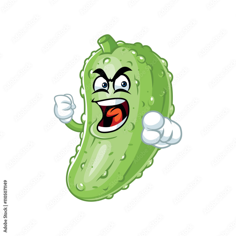 Obraz premium Angry Pickle Mascot Cartoon Character.