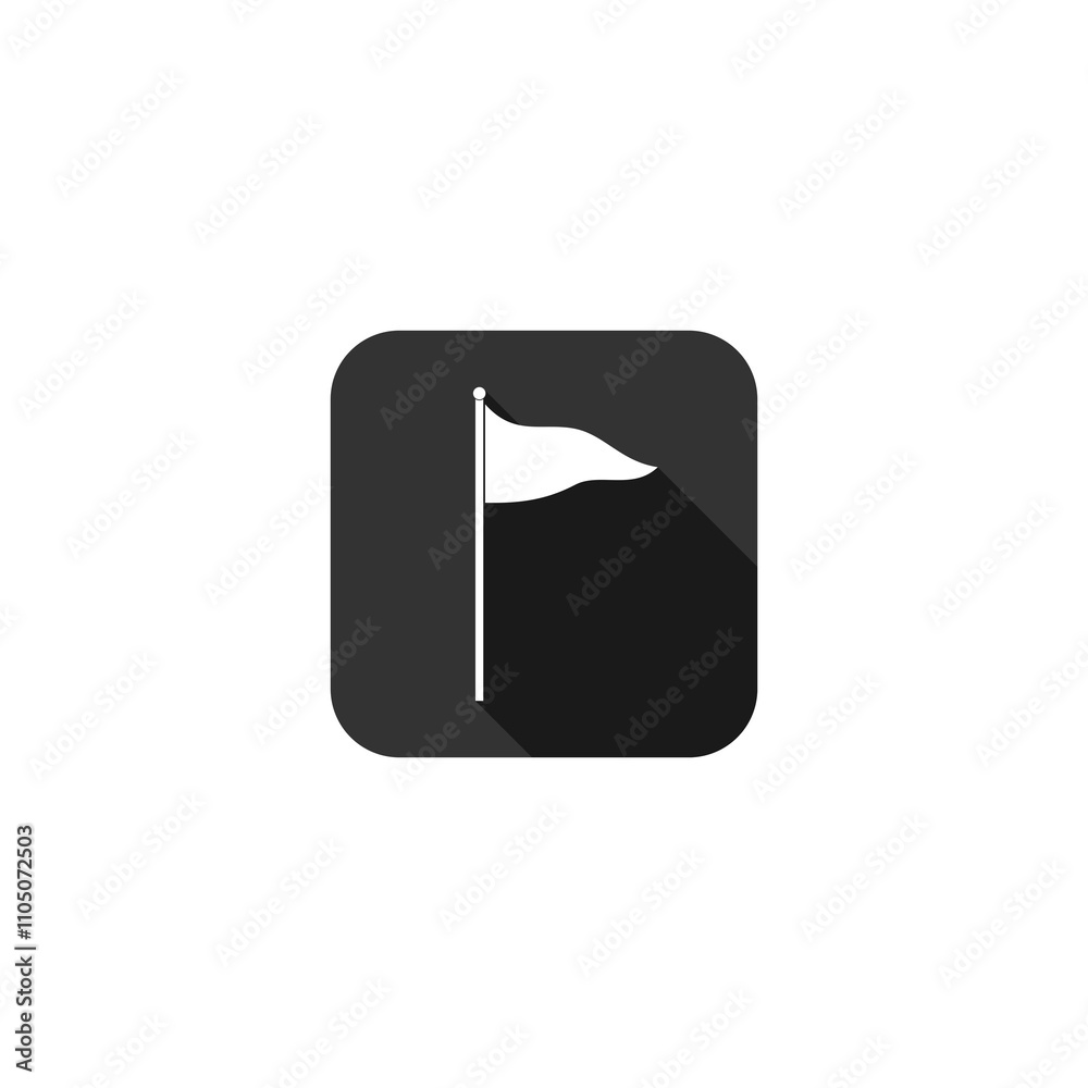 Flag with long shadow icon isolated on transparent background Flag with long shadow icon isolated on transparent background