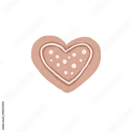 gingerbread cookie love heart shape on a png transparent background digital planner sticker