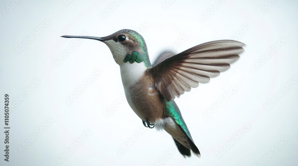 A Green And Brown Hummingbird In Flight A Green And Brown Hummingbird In Flight