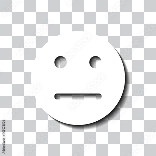 Smile simple icon vector. Flat design. White with shadow on transparent grid