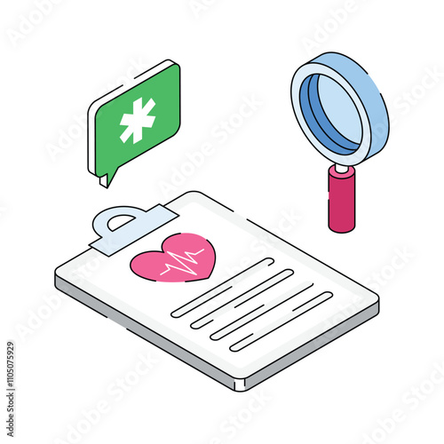 Clipboard with medical records and patient data