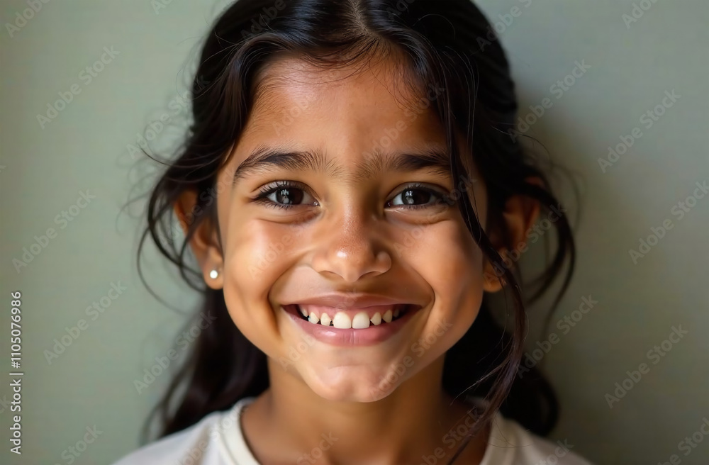 Portrait of a smiling little Indian girl with long hair and beautiful smile Portrait of a smiling little Indian girl with long hair and beautiful smile