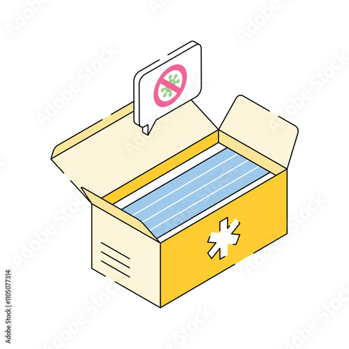 Box containing medical face masks for health protection