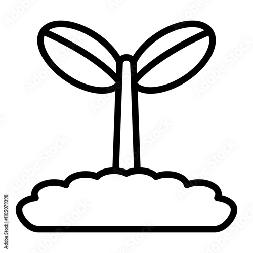 Sprout Vector Line Icon Design