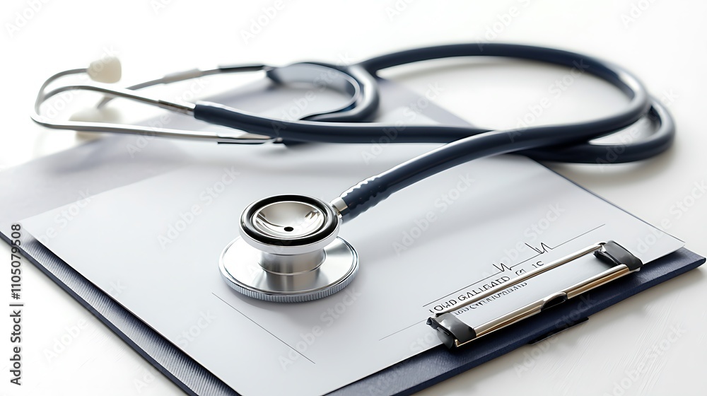Medical Stethoscope and Patient Chart on Clipboard Medical Stethoscope and Patient Chart on Clipboard