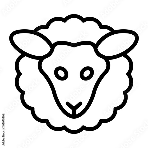 Sheep Vector Line Icon Design