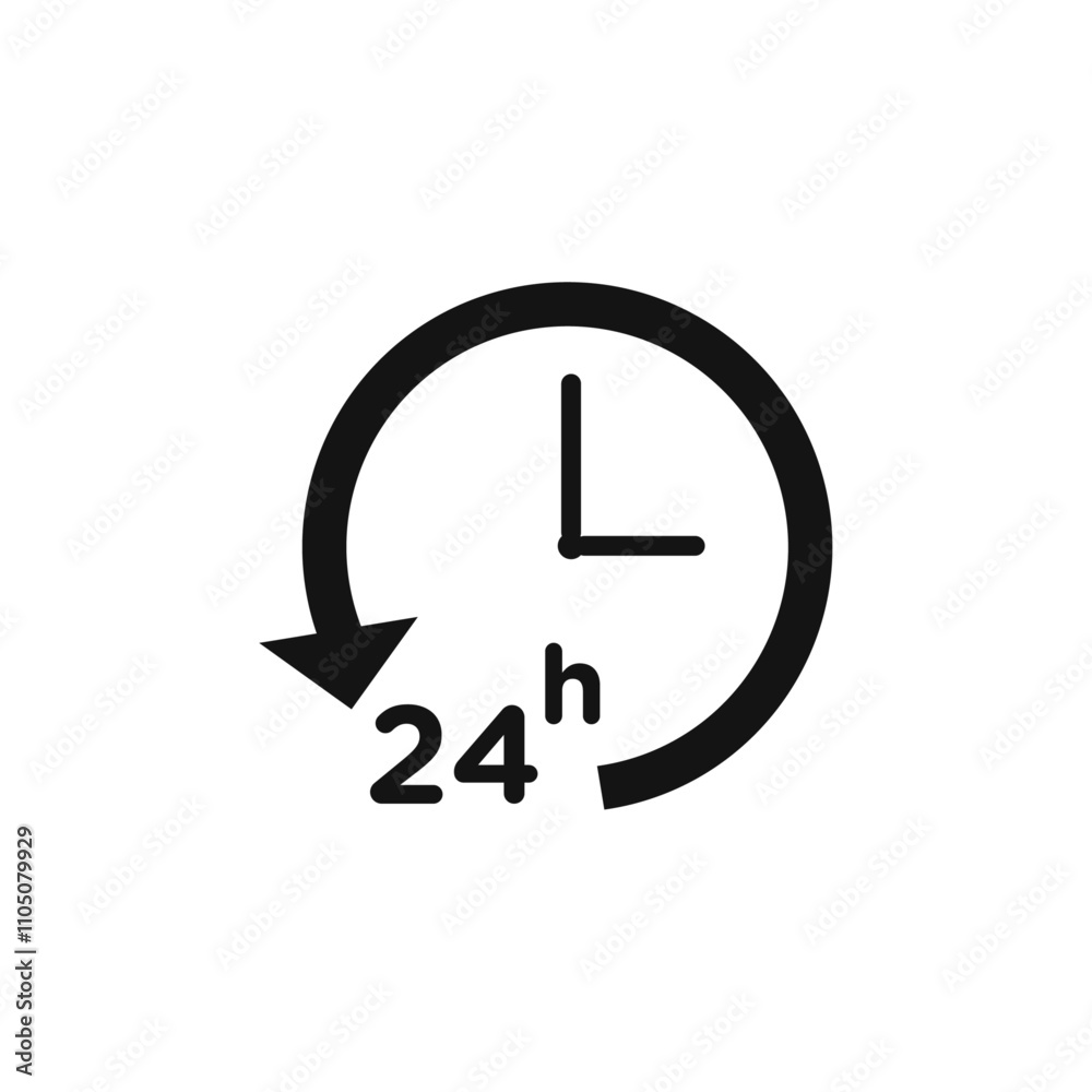 24 Hrs icon Vector flat thin line illustration 24 Hrs icon Vector flat thin line illustration