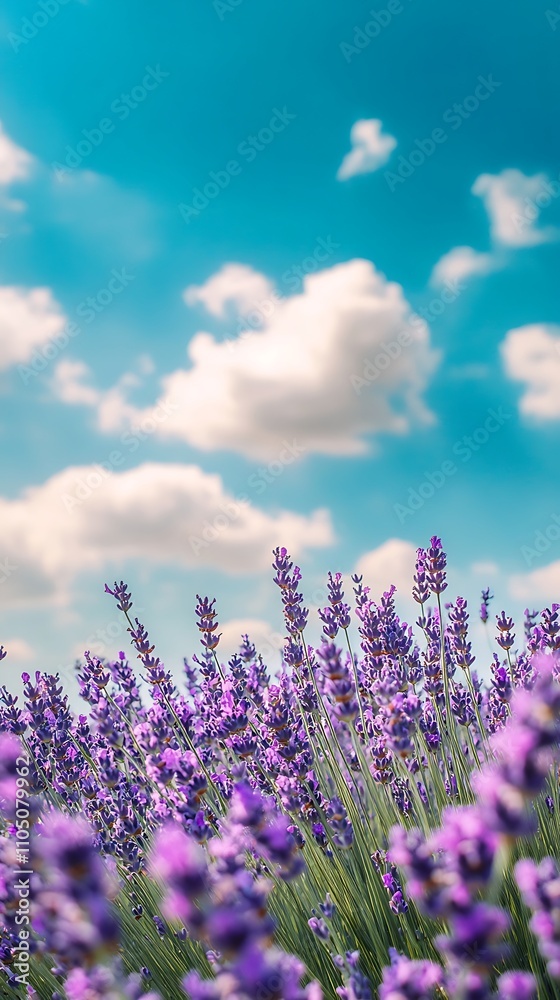 Naklejka premium Lavender Field Under a Sunny Sky