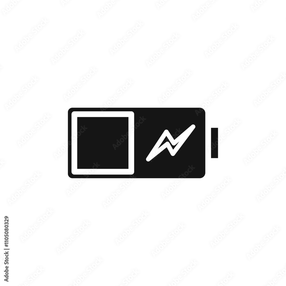 Battery icon Vector flat thin line illustration Battery icon Vector flat thin line illustration