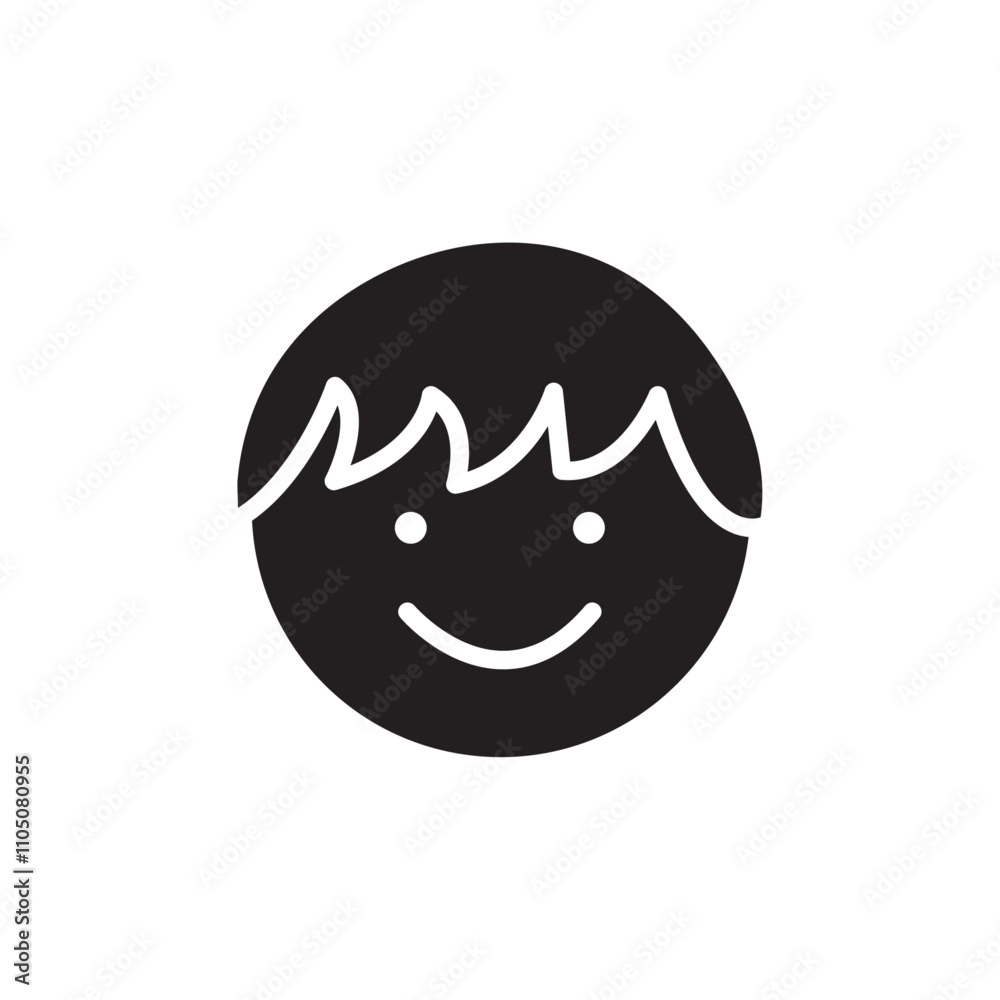 Child face icon Vector flat thin line illustration Child face icon Vector flat thin line illustration